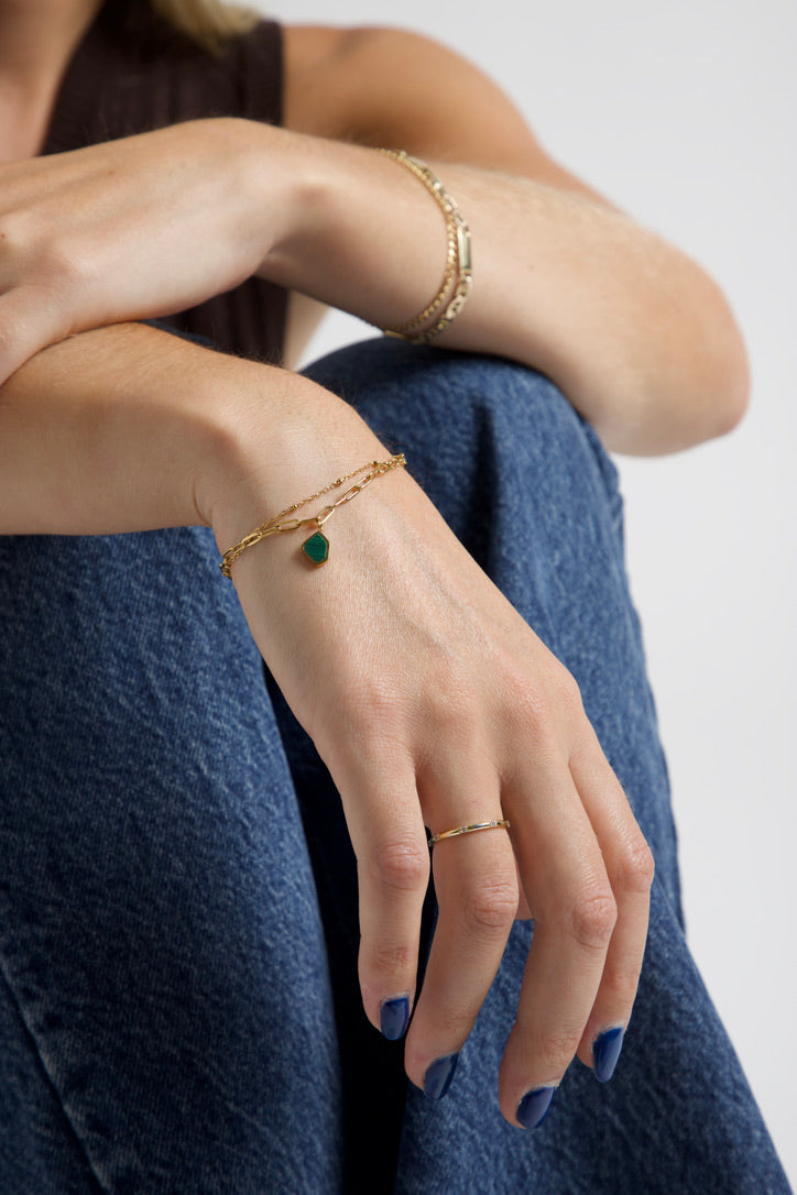 Prizren - Gold Bracelet with Green Accent