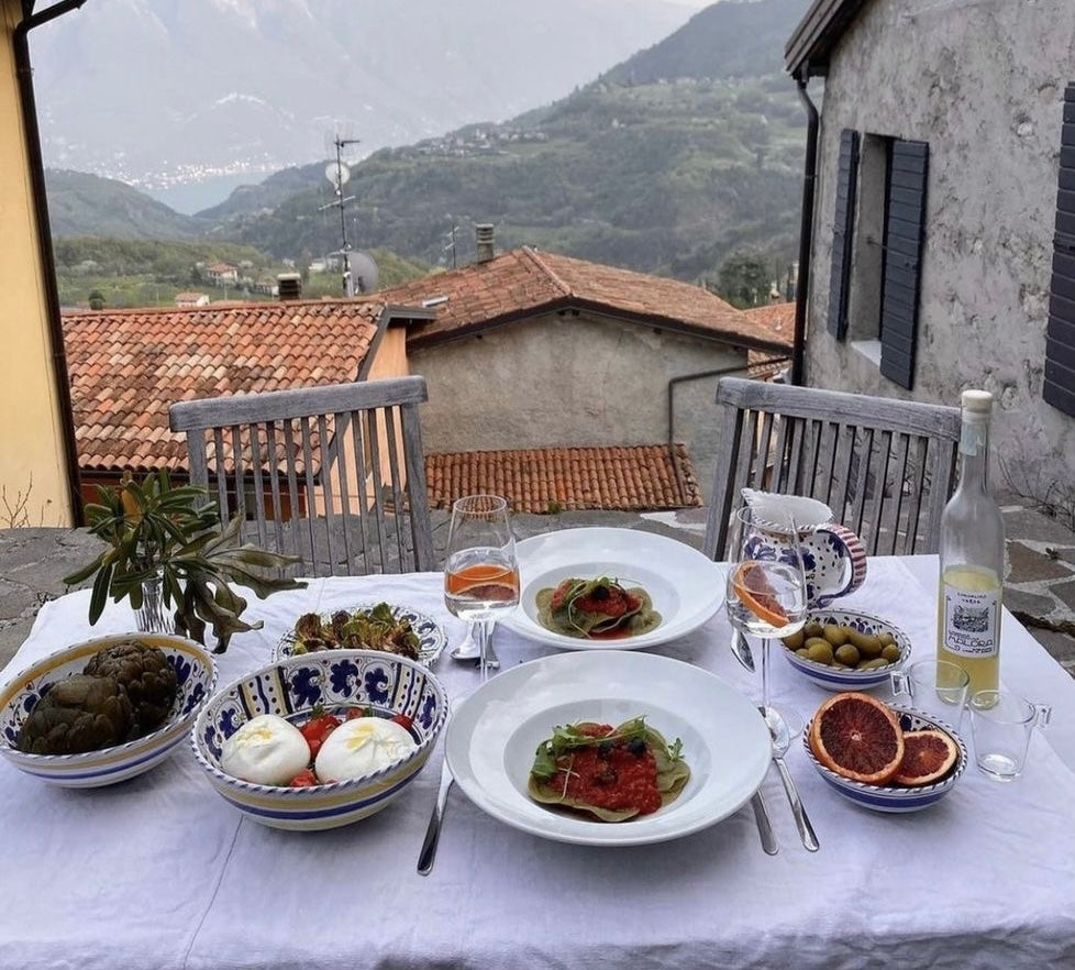 Image of a mediterranean meal in a European village