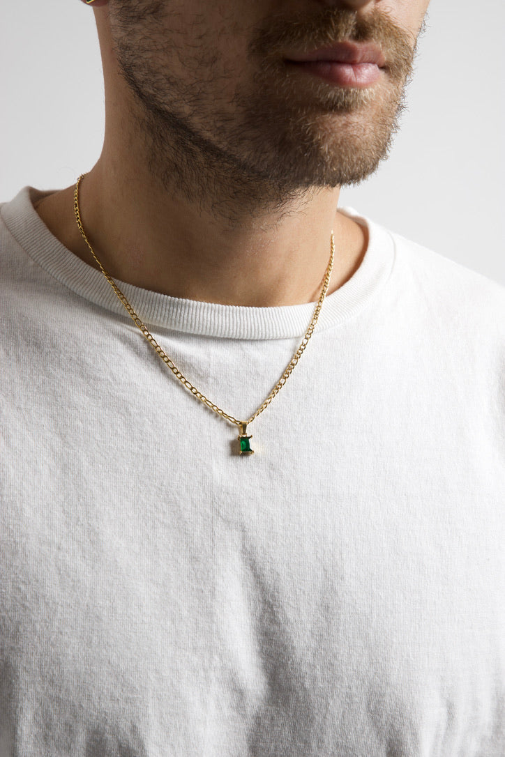 Vir - Gold Chain and Emerald Pendant