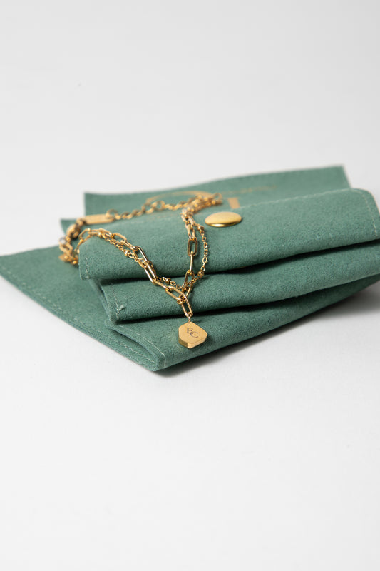 Prizren - Gold Bracelet with Green Accent